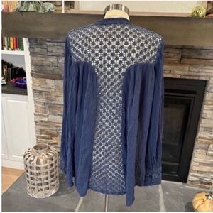 Free People Navy Lace Blouse